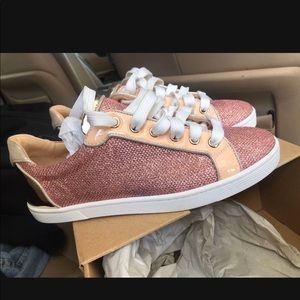 Christain Louboutin Pink Glitter sneakers